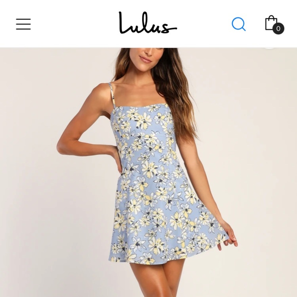 Lulus Blossom Together Light Blue Floral Print Cutout Mini Dress